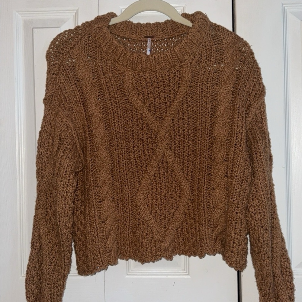 Free people Brown Cable Knit Sweater